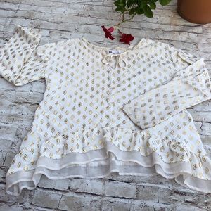 Girls blouse gold/cream girly sweet